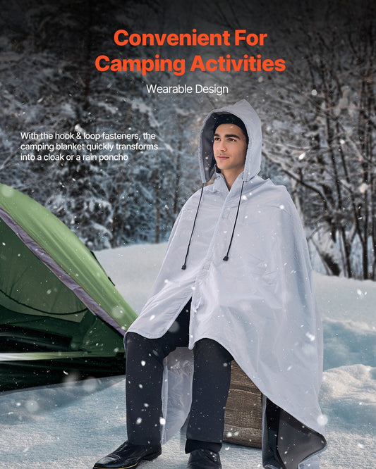 Camping Blanket 2 m x 1.5 m Wearable Warm Stadium Blanket Light Grey. V952-LYTJZKKCDDLYJ2MF1V0