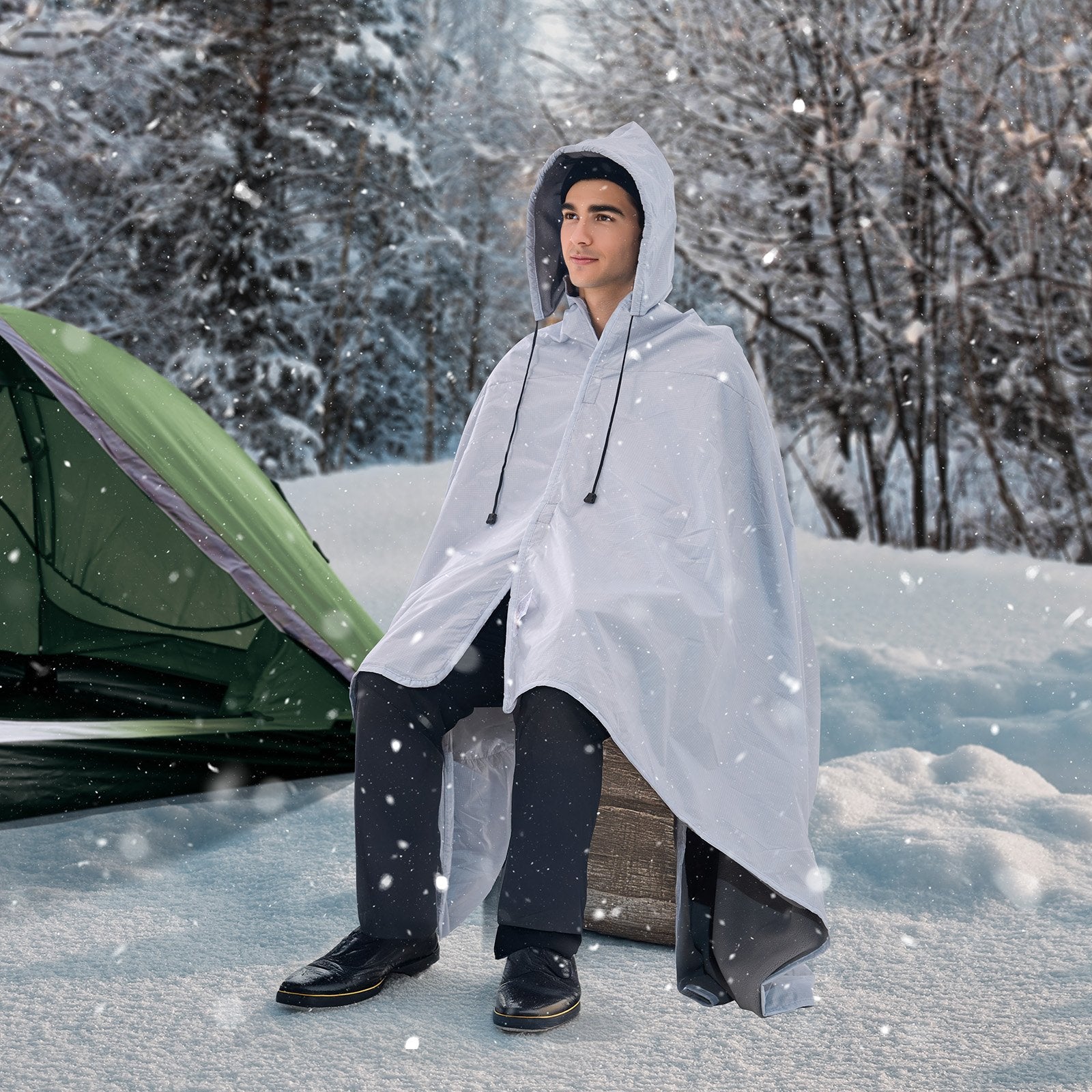 Camping Blanket 2 m x 1.5 m Wearable Warm Stadium Blanket Light Grey. V952-LYTJZKKCDDLYJ2MF1V0