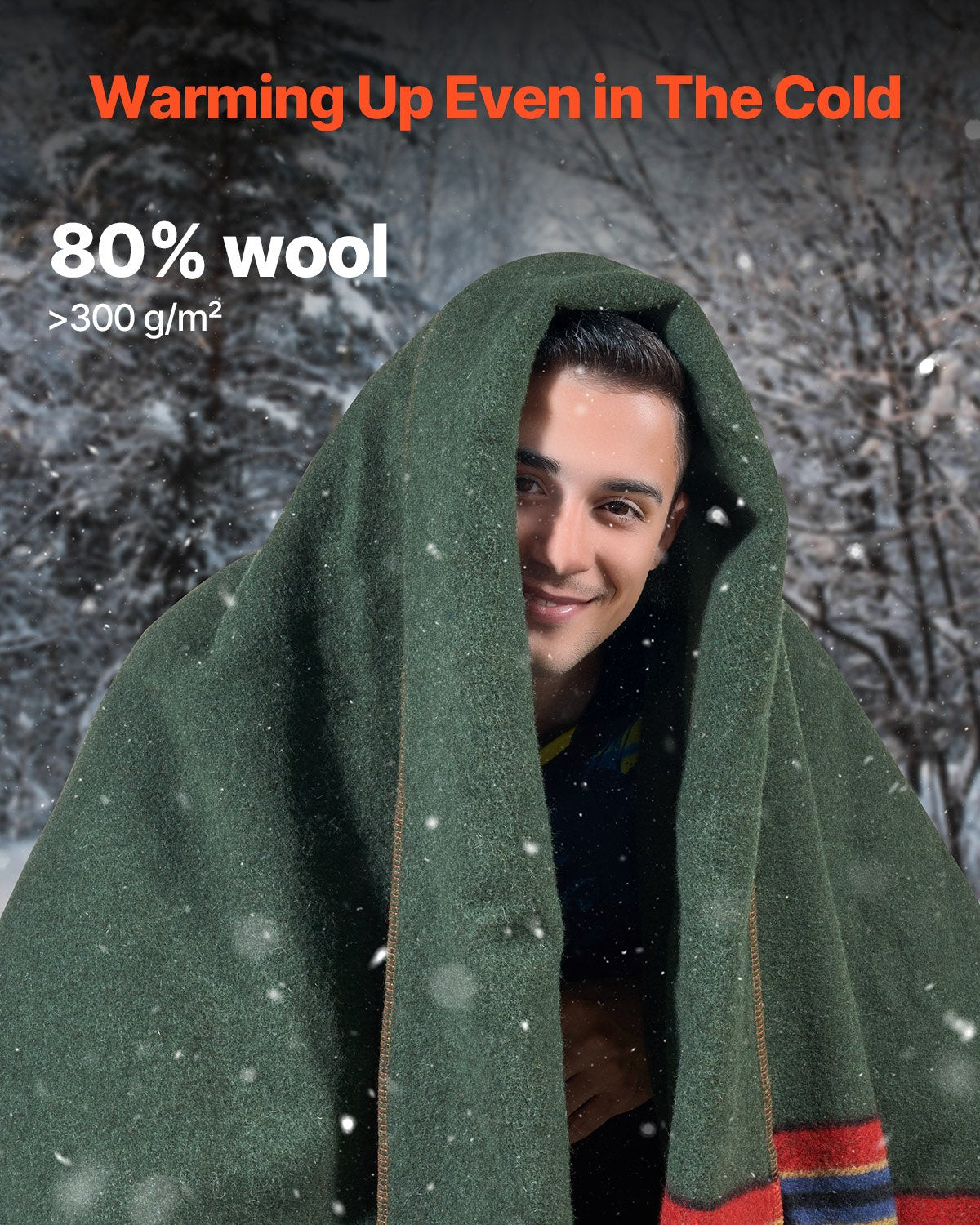 Wool Camping Blanket 1.62 m x 2.23 m for Camping Hiking Travel Texture V952-LYTWLYMHFPP3SJS97V0