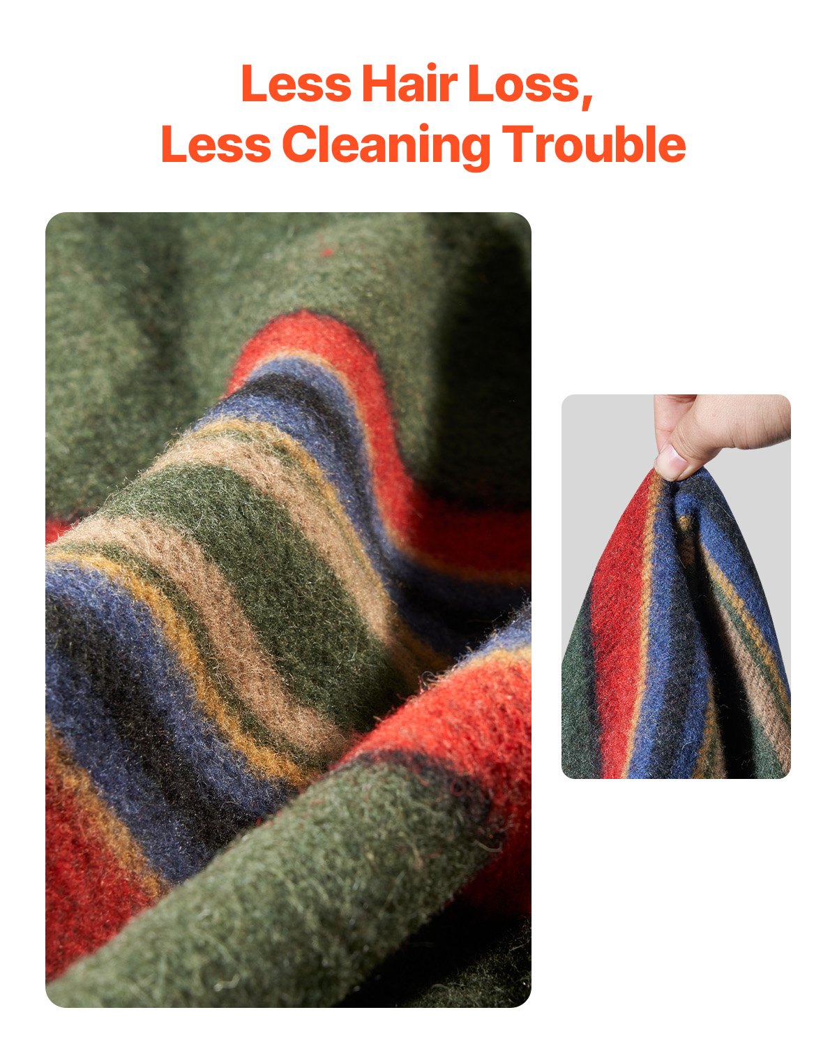 Wool Camping Blanket 1.62 m x 2.23 m for Camping Hiking Travel Texture V952-LYTWLYMHFPP3SJS97V0