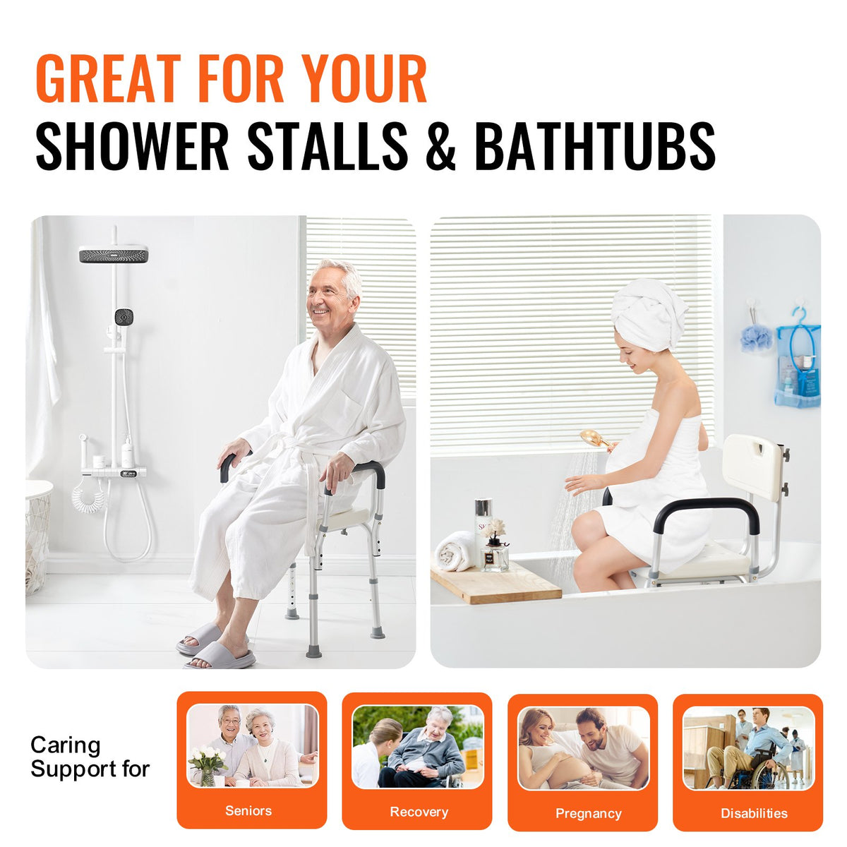 Shower Chair, Shower Seat with Back, Adjustable Height Shower Stool, Shower Chair for Inside Shower Bathtub, V952-LYYFXFLHJPESAQLY8V0