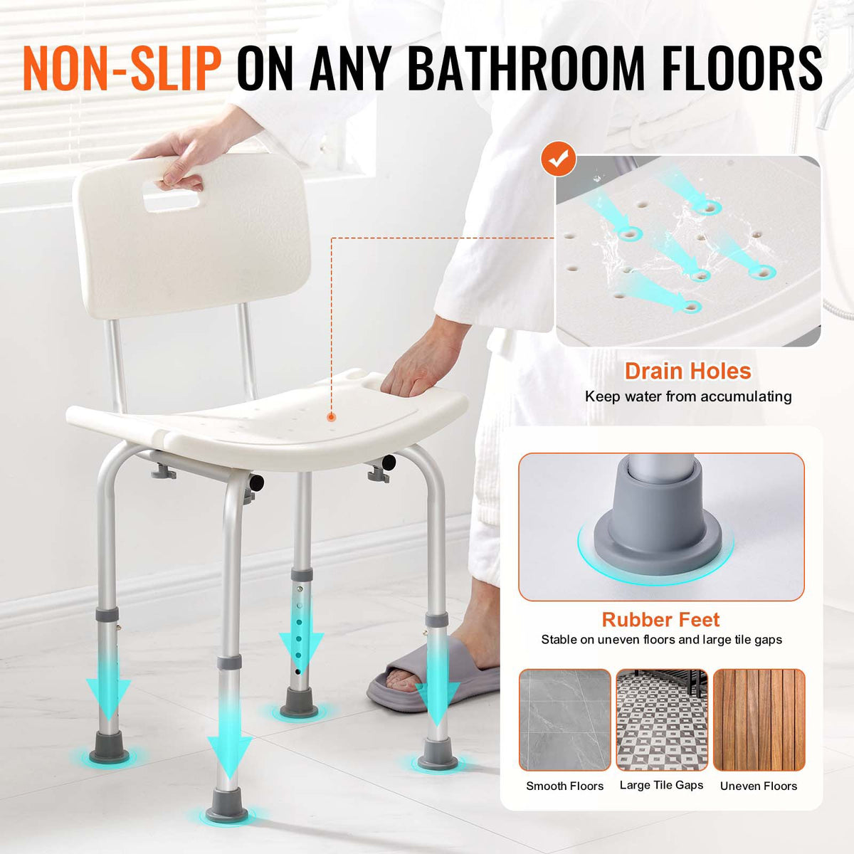 Shower Chair, Shower Seat with Back, Adjustable Height Shower Stool, Shower Chair for Inside Shower Bathtub, V952-LYYFXLHJPESWYQ55WV0