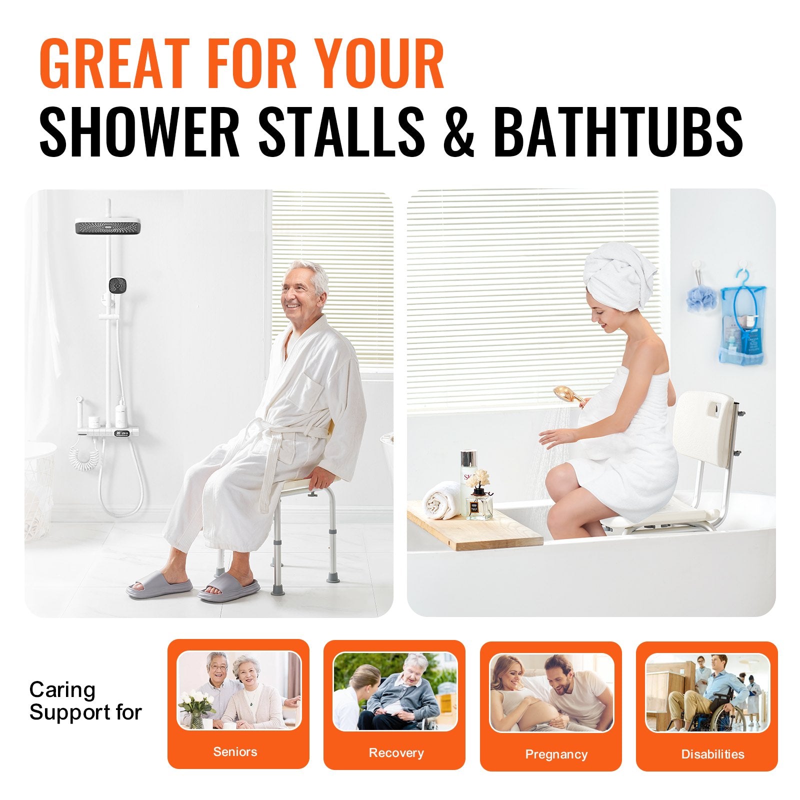 Shower Chair, Shower Seat with Back, Adjustable Height Shower Stool, Shower Chair for Inside Shower Bathtub, V952-LYYFXLHJPESWYQ55WV0