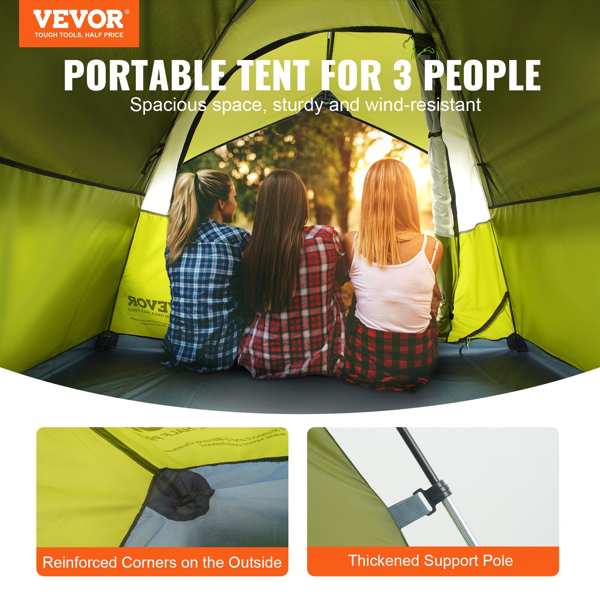 Camping Tent, 7 x 7 x 4 ft Fit for 6 Person, Waterproof Lightweight Backpacking Tent, Easy Setup, with Door V952-LYZPBLXWDLNJBUREMV0