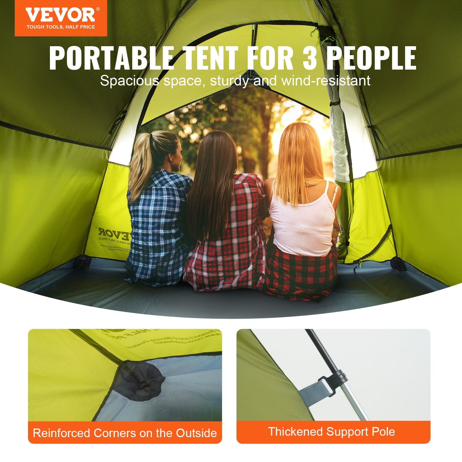 Camping Tent, 7 x 7 x 4 ft Fit for 6 Person, Waterproof Lightweight Backpacking Tent, Easy Setup, with Door V952-LYZPBLXWDLNJBUREMV0