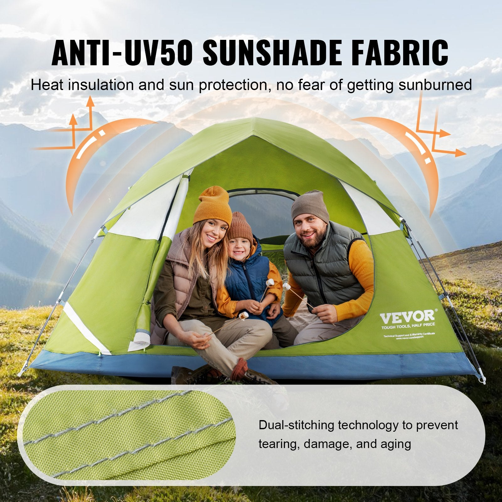 Camping Tent, 7 x 7 x 4 ft Fit for 6 Person, Waterproof Lightweight Backpacking Tent, Easy Setup, with Door V952-LYZPBLXWDLNJBUREMV0