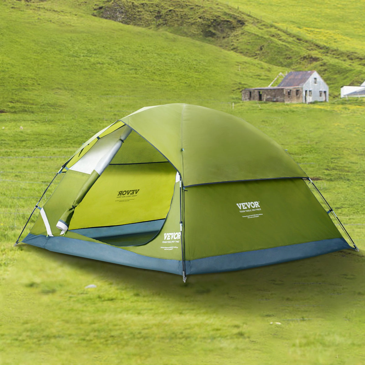 Camping Tent, 7 x 7 x 4 ft Fit for 6 Person, Waterproof Lightweight Backpacking Tent, Easy Setup, with Door V952-LYZPBLXWDLNJBUREMV0