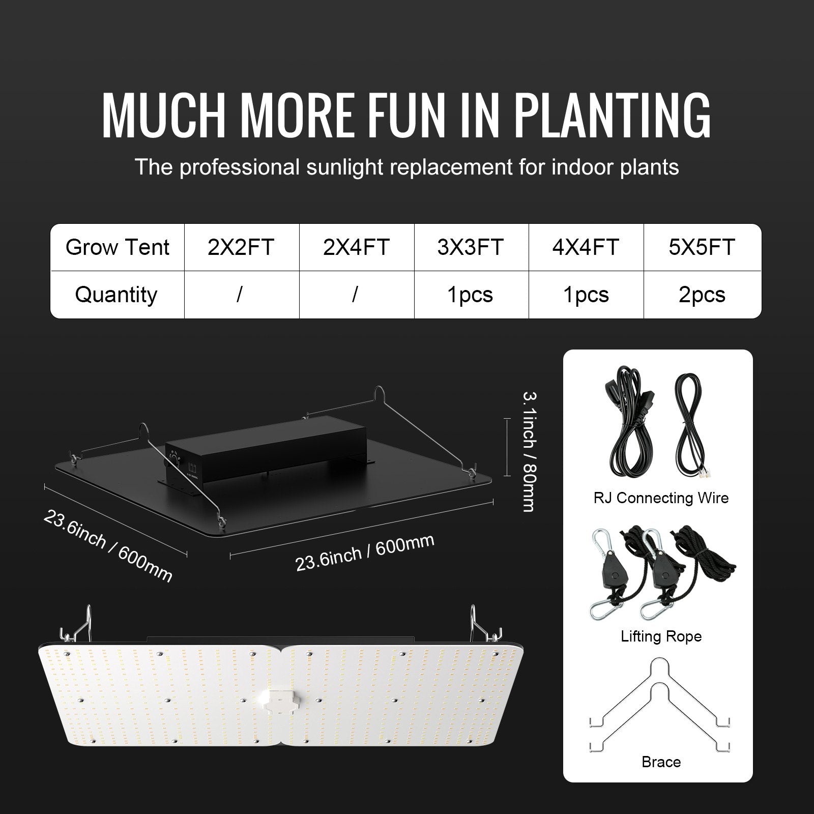 LED Grow Light, 400W Full Spectrum Dimmable, High Yield Samsung 2B1B Diodes Growing Lamp for Indoor Plants V952-LZBZWSZ420W23WDR1V3