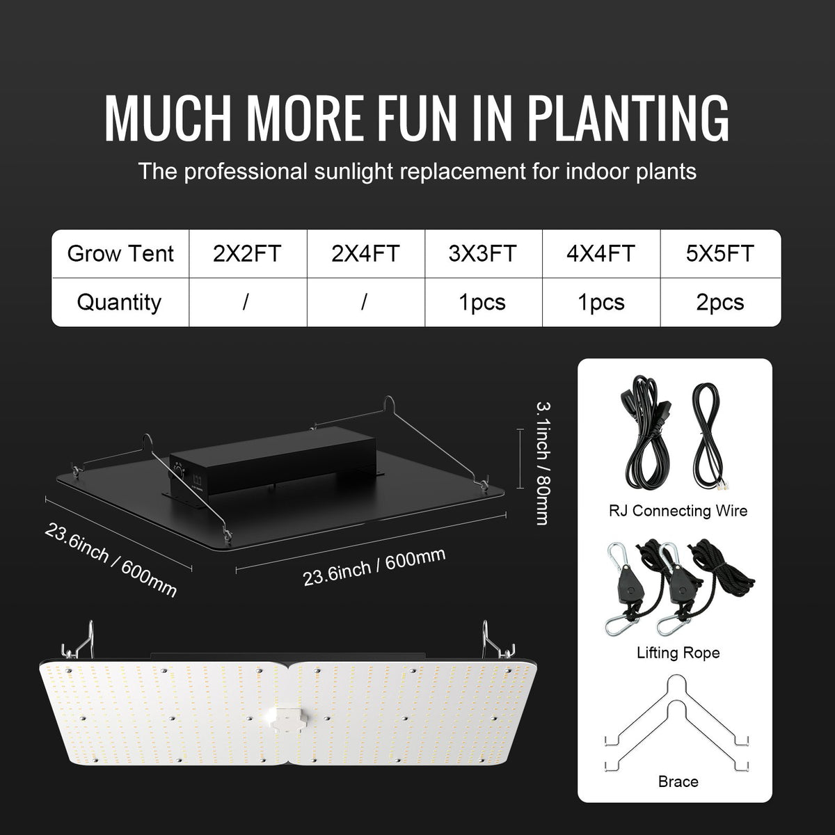 LED Grow Light, 400W Full Spectrum Dimmable, High Yield Samsung 2B1B Diodes Growing Lamp for Indoor Plants V952-LZBZWSZ420W23WDR1V3