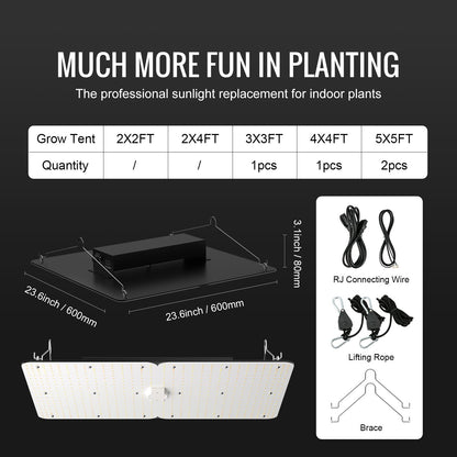 LED Grow Light, 400W Full Spectrum Dimmable, High Yield Samsung 2B1B Diodes Growing Lamp for Indoor Plants V952-LZBZWSZ420W23WDR1V3