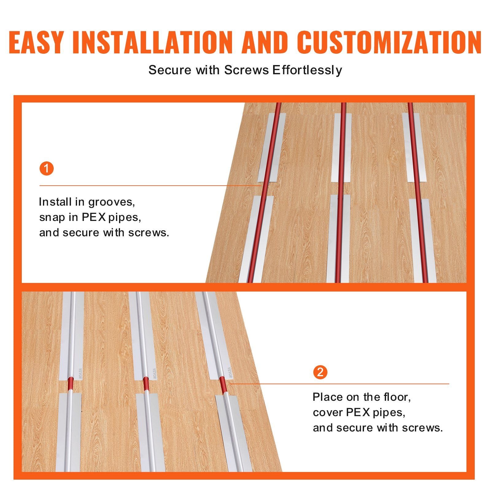 PEX Heat Transfer Plates 0.6m, Radiant Heat Plates for 19mm PEX Pipe, Durable Aluminum & Easy Trimming and V952-LZCRBSY34PEX9U8IEV0
