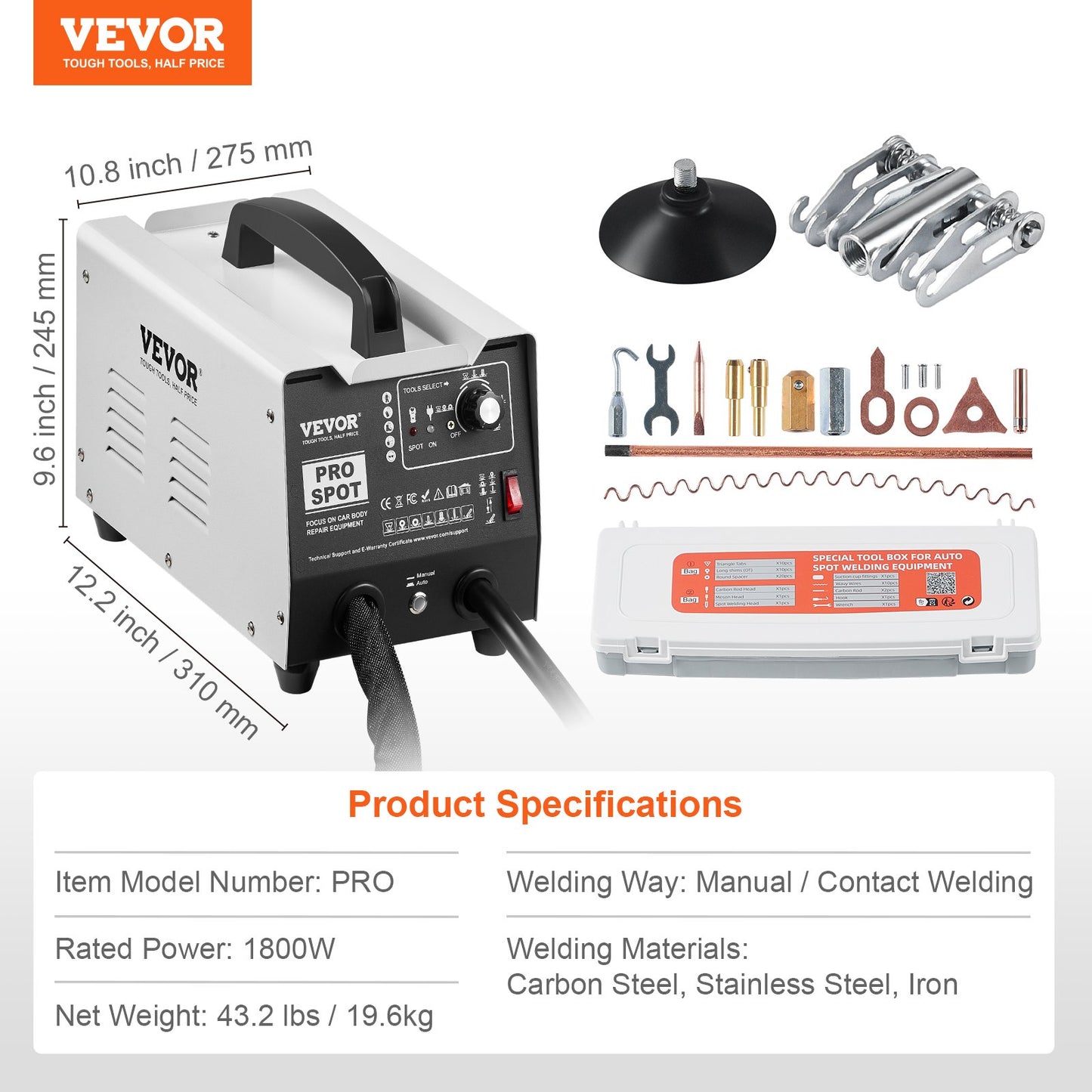 Stud Welder Dent Repair Kit, 1.8KW Spot Welder Dent Puller with Auto/Manual Welding & 7 Versatile Modes, Auto V952-LZHJFTSZDSD1LY9S7V3
