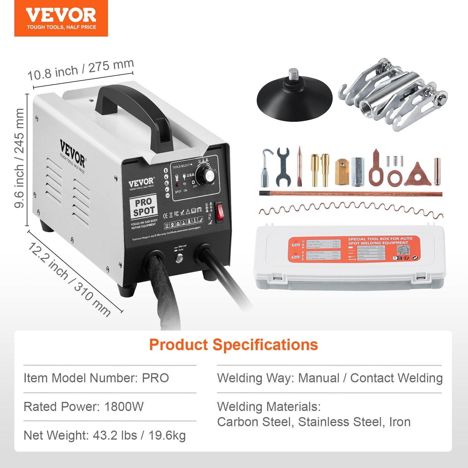 Stud Welder Dent Repair Kit, 1.8KW Spot Welder Dent Puller with Auto/Manual Welding & 7 Versatile Modes, Auto V952-LZHJFTSZDSD1LY9S7V3