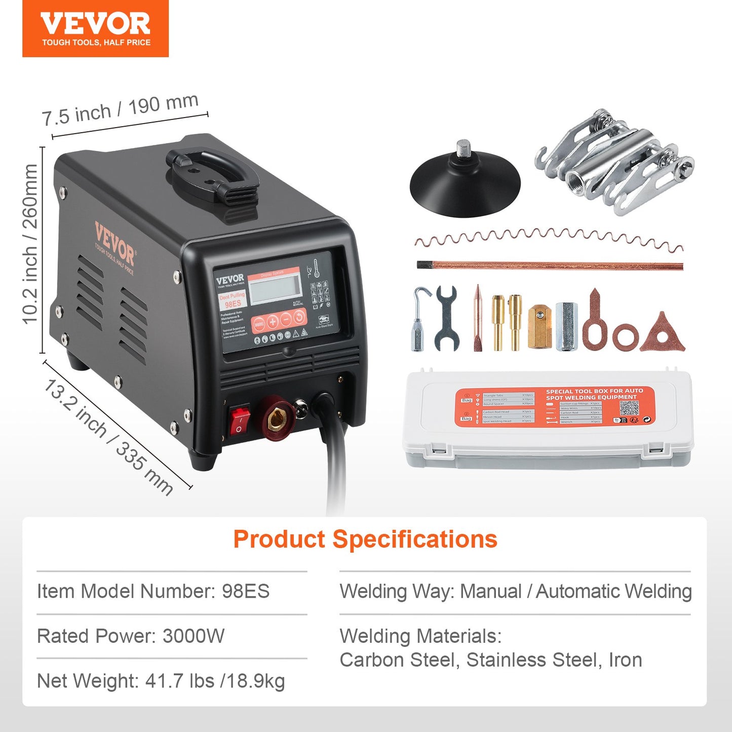 Stud Welder Dent Repair Kit, 3KW Spot Welder Dent Puller with Auto/Manual Welding & 9 Versatile Modes, Auto V952-LZHJFTSZDSD3DV3W9V3