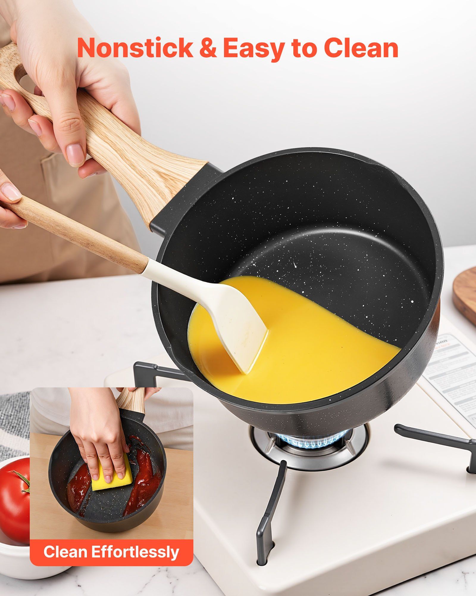 2.5 QT Saucepan, Nonstick Saucepan with Tempered Glass Lid, Multipurpose Cooking Sauce Pot with Detachable V952-LZJG25QTTFLT9T09W001V0