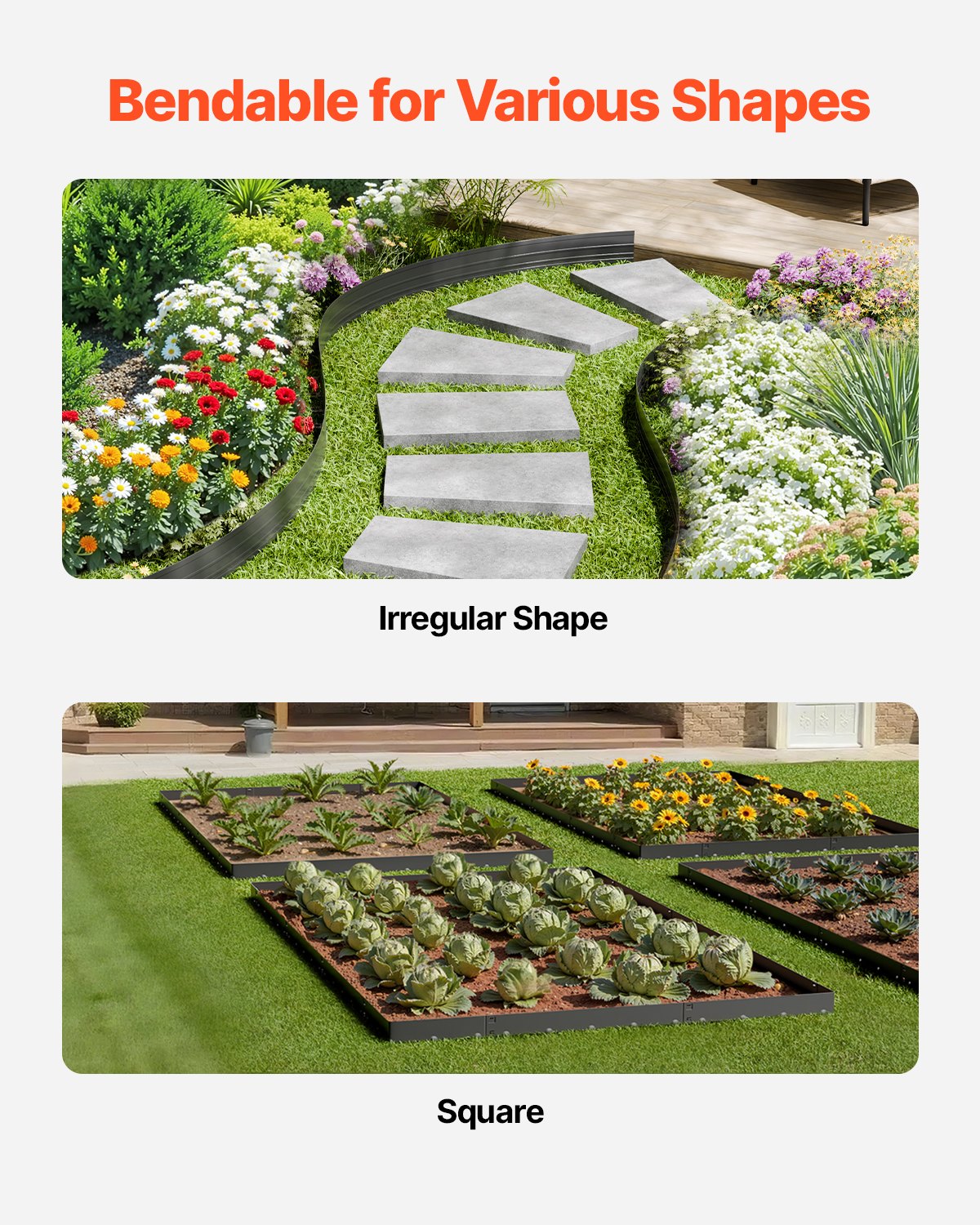 Metal Landscape Edging, 10 Packs 60 in Rust-Resistant Aluminum Alloy Landscape Edging, Bendable Garden Edging V952-LZJSPZ10PCS58DDP1V0