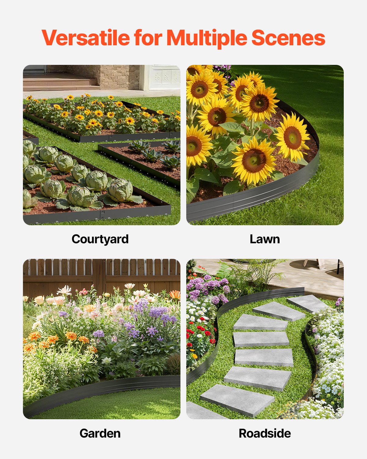 Metal Landscape Edging, 10 Packs 60 in Rust-Resistant Aluminum Alloy Landscape Edging, Bendable Garden Edging V952-LZJSPZ10PCS58DDP1V0