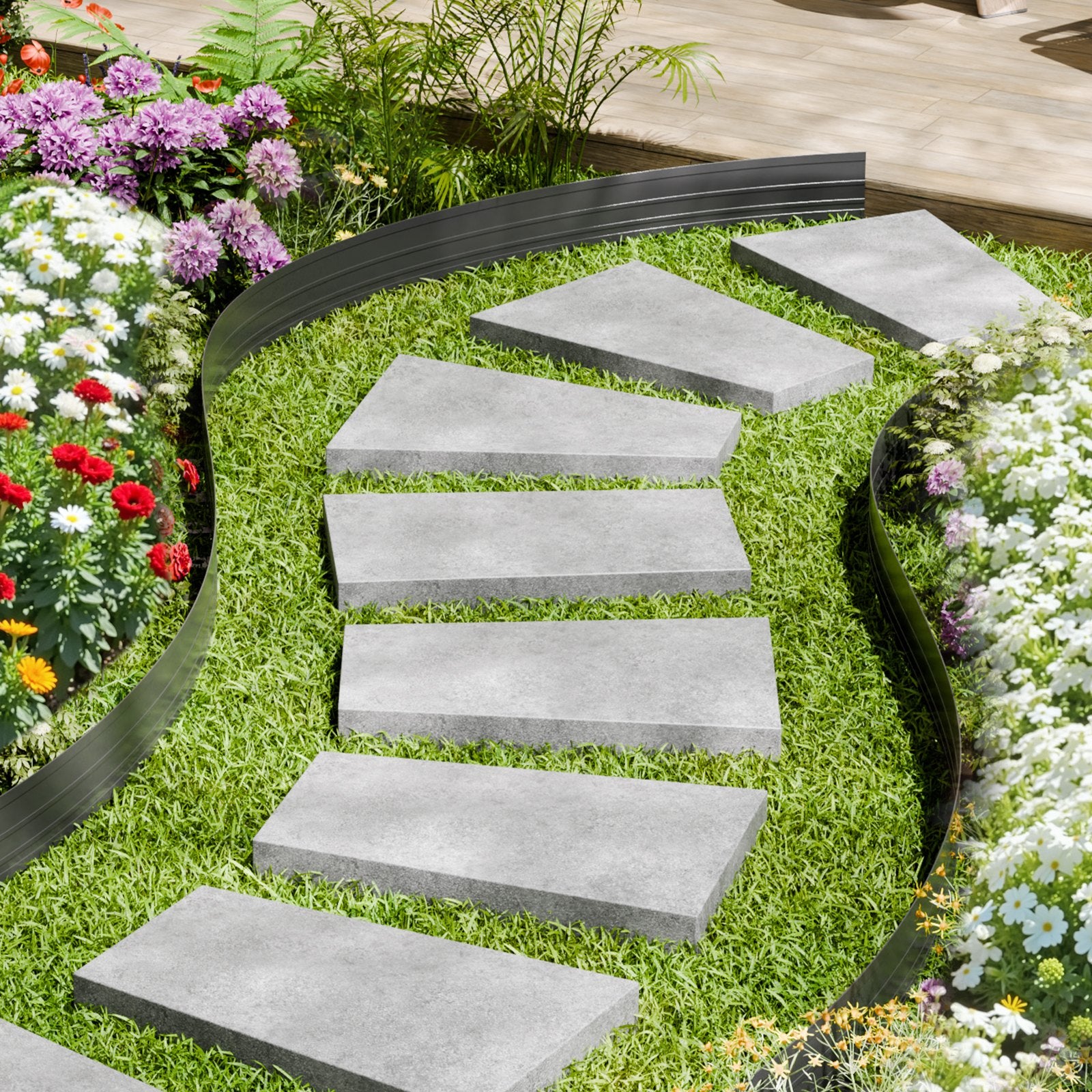 Metal Landscape Edging, 10 Packs 60 in Rust-Resistant Aluminum Alloy Landscape Edging, Bendable Garden Edging V952-LZJSPZ10PCS58DDP1V0