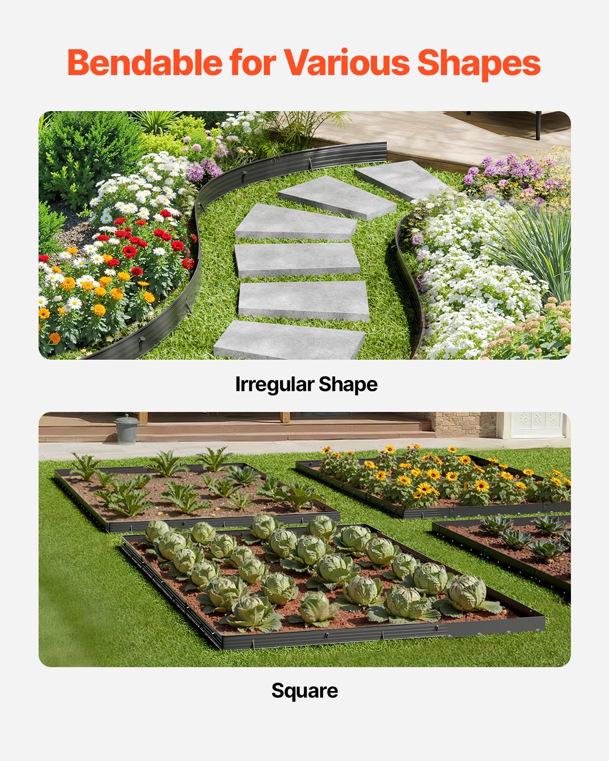 Metal Landscape Edging, 8 Packs 72 in Rust-Resistant Aluminum Alloy Landscape Edging, Bendable Garden Edging V952-LZJSPZ8PCS72VOIEEV0