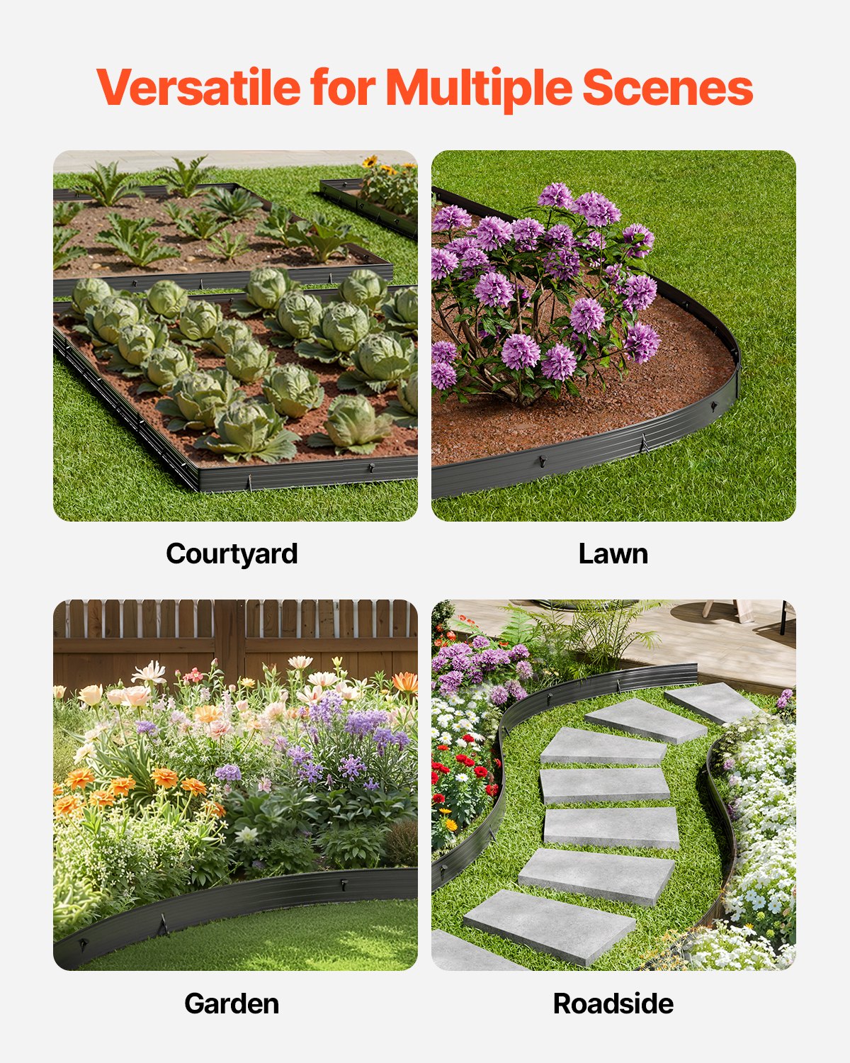 Metal Landscape Edging, 8 Packs 72 in Rust-Resistant Aluminum Alloy Landscape Edging, Bendable Garden Edging V952-LZJSPZ8PCS72VOIEEV0