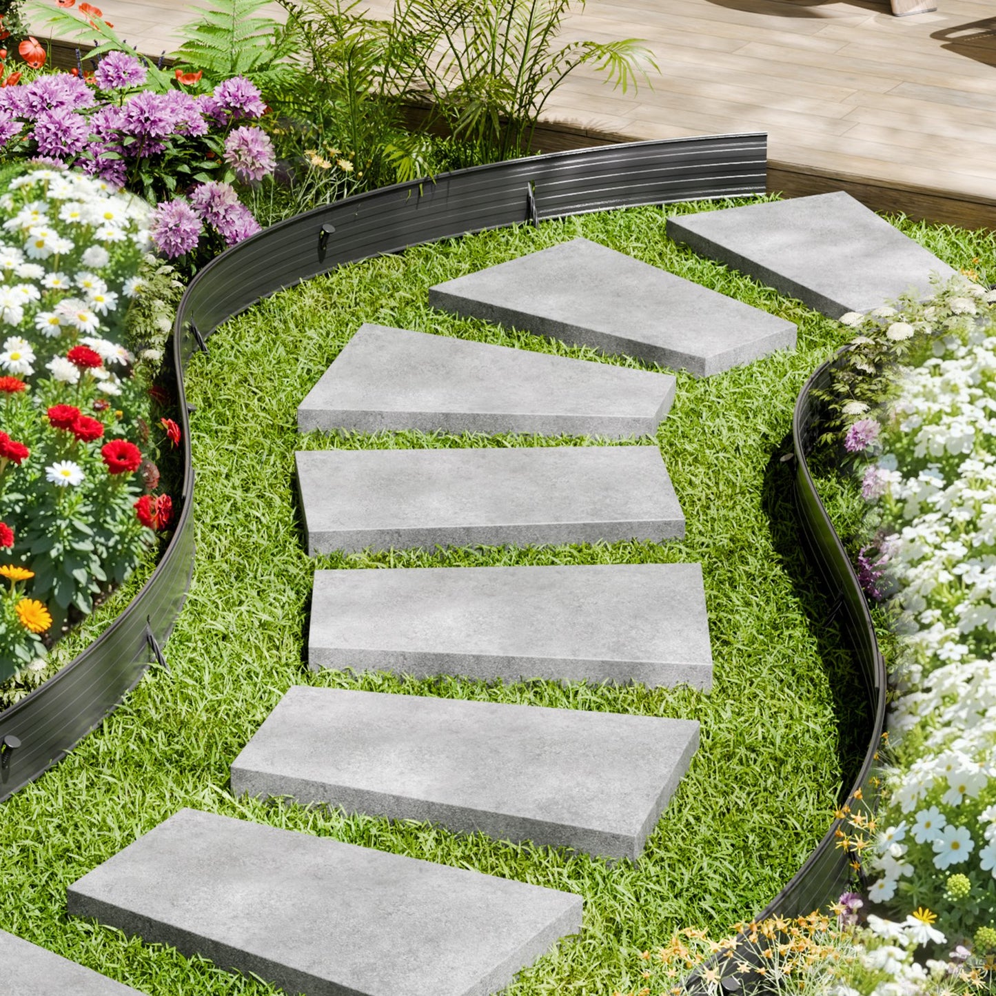 Metal Landscape Edging, 8 Packs 72 in Rust-Resistant Aluminum Alloy Landscape Edging, Bendable Garden Edging V952-LZJSPZ8PCS72VOIEEV0