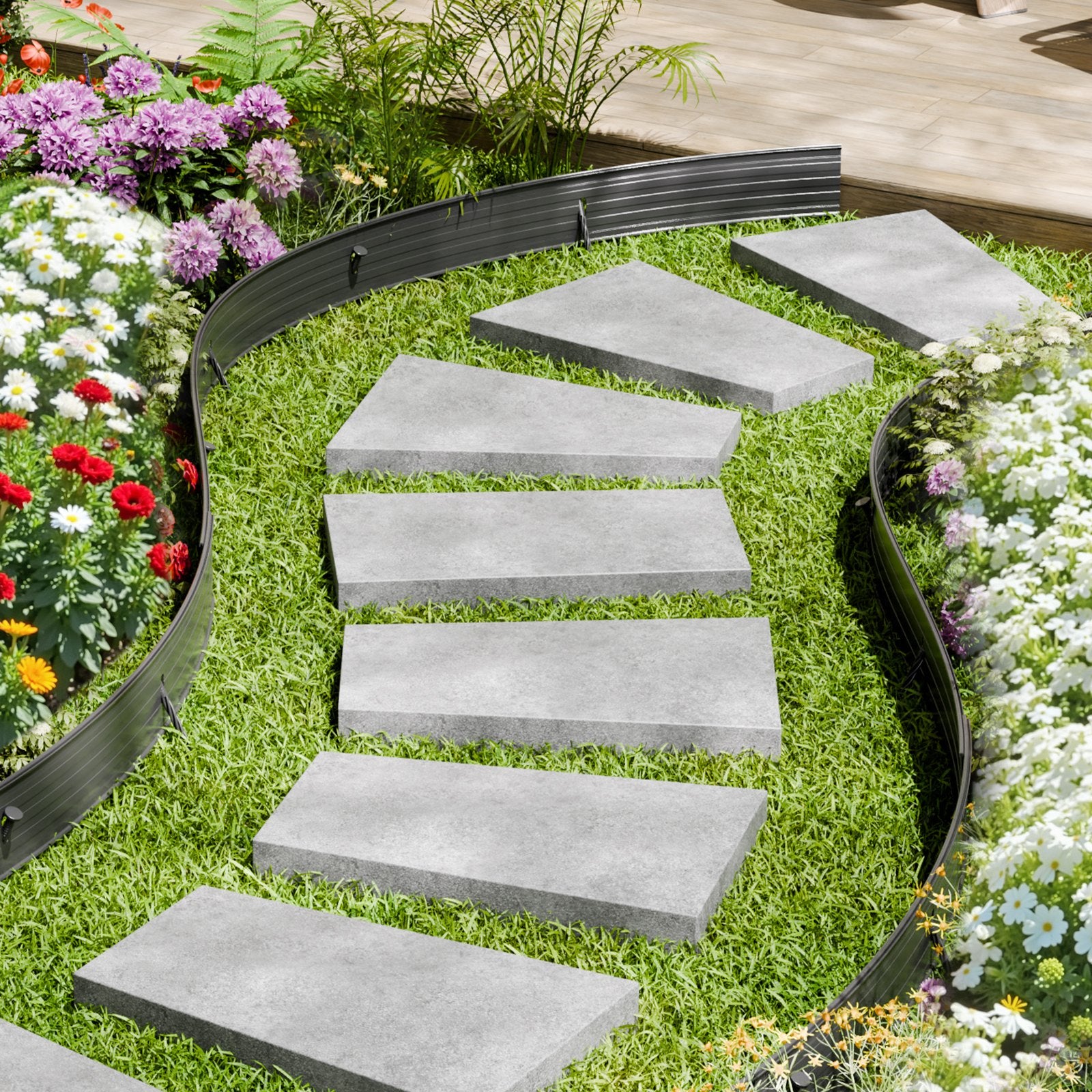 Metal Landscape Edging, 8 Packs 72 in Rust-Resistant Aluminum Alloy Landscape Edging, Bendable Garden Edging V952-LZJSPZ8PCS72VOIEEV0