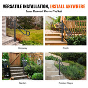 Single Post Handrail for Outdoor 1-3 Steps, 40.5" L x 35.4" H Metal Bent Stair Handrails, Floor Mounted V952-LZKFSHS405INENIH7V0