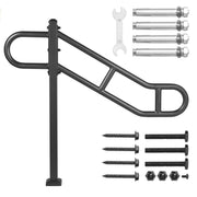 Single Post Handrail for Outdoor 1-3 Steps, 40.5" L x 35.4" H Metal Bent Stair Handrails, Floor Mounted V952-LZKFSHS405INENIH7V0