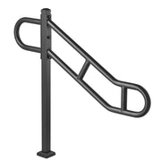 Single Post Handrail for Outdoor 1-3 Steps, 40.5" L x 35.4" H Metal Bent Stair Handrails, Floor Mounted V952-LZKFSHS405INENIH7V0