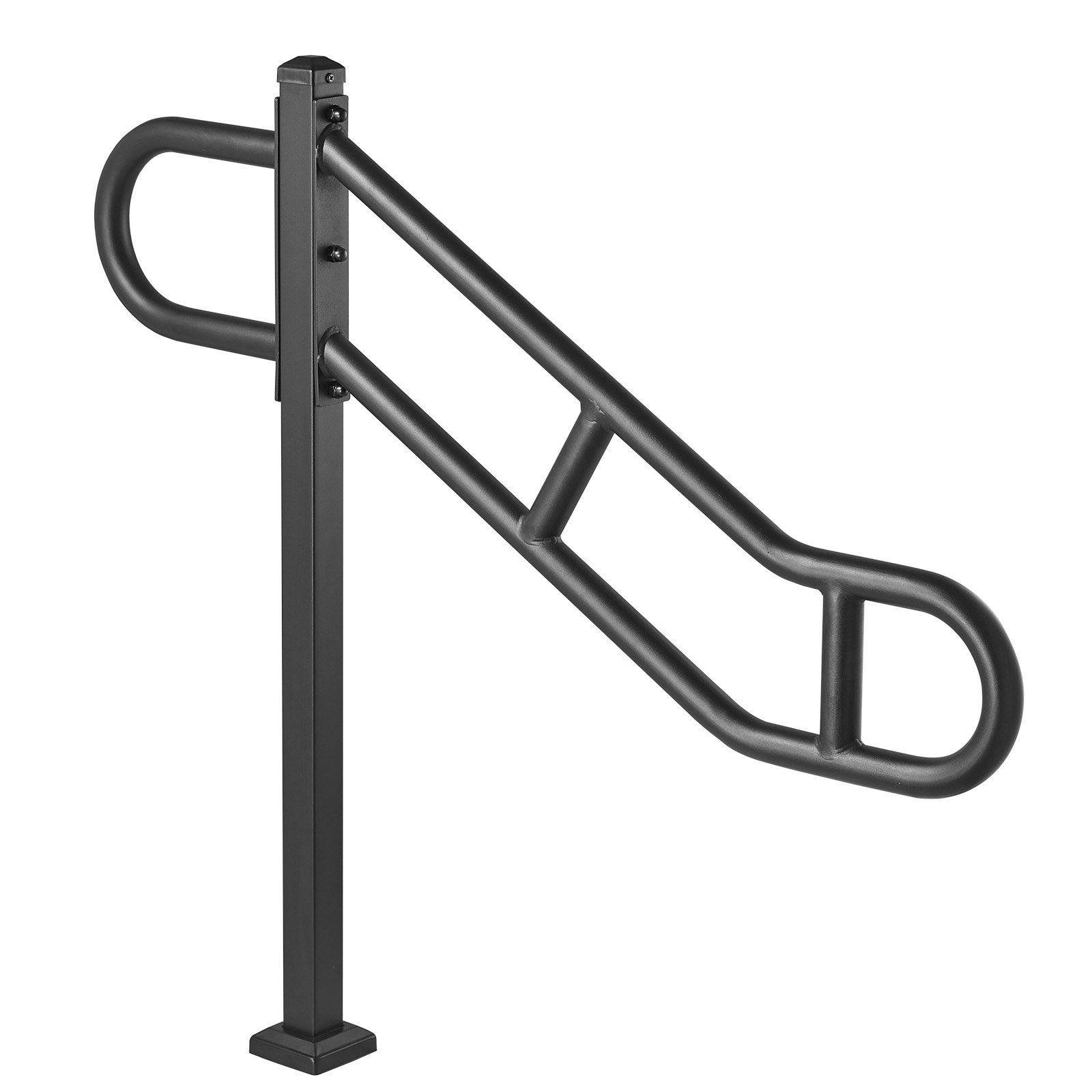 Single Post Handrail for Outdoor 1-3 Steps, 40.5" L x 35.4" H Metal Bent Stair Handrails, Floor Mounted V952-LZKFSHS405INENIH7V0