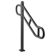 Single Post Handrail for Outdoor 1-3 Steps, 40.5" L x 35.4" H Metal Bent Stair Handrails, Floor Mounted V952-LZKFSHS405INENIH7V0