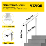 Handrail Outdoor Stairs, 3ft, 34 Inch Outdoor Handrail, Outdoor Stair Railing Adjustable from 0 to 60 Degrees V952-LZLTFS3YCYGBSDLZ1V0