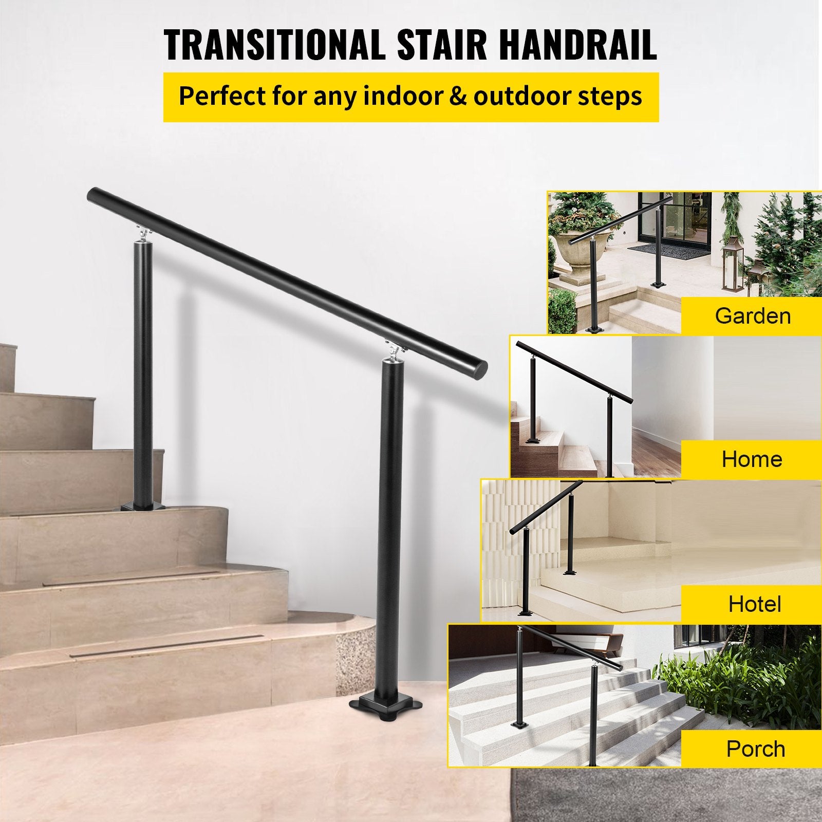 Handrail Outdoor Stairs, 3ft, 34 Inch Outdoor Handrail, Outdoor Stair Railing Adjustable from 0 to 60 Degrees V952-LZLTFS3YCYGHSDLZ1V0