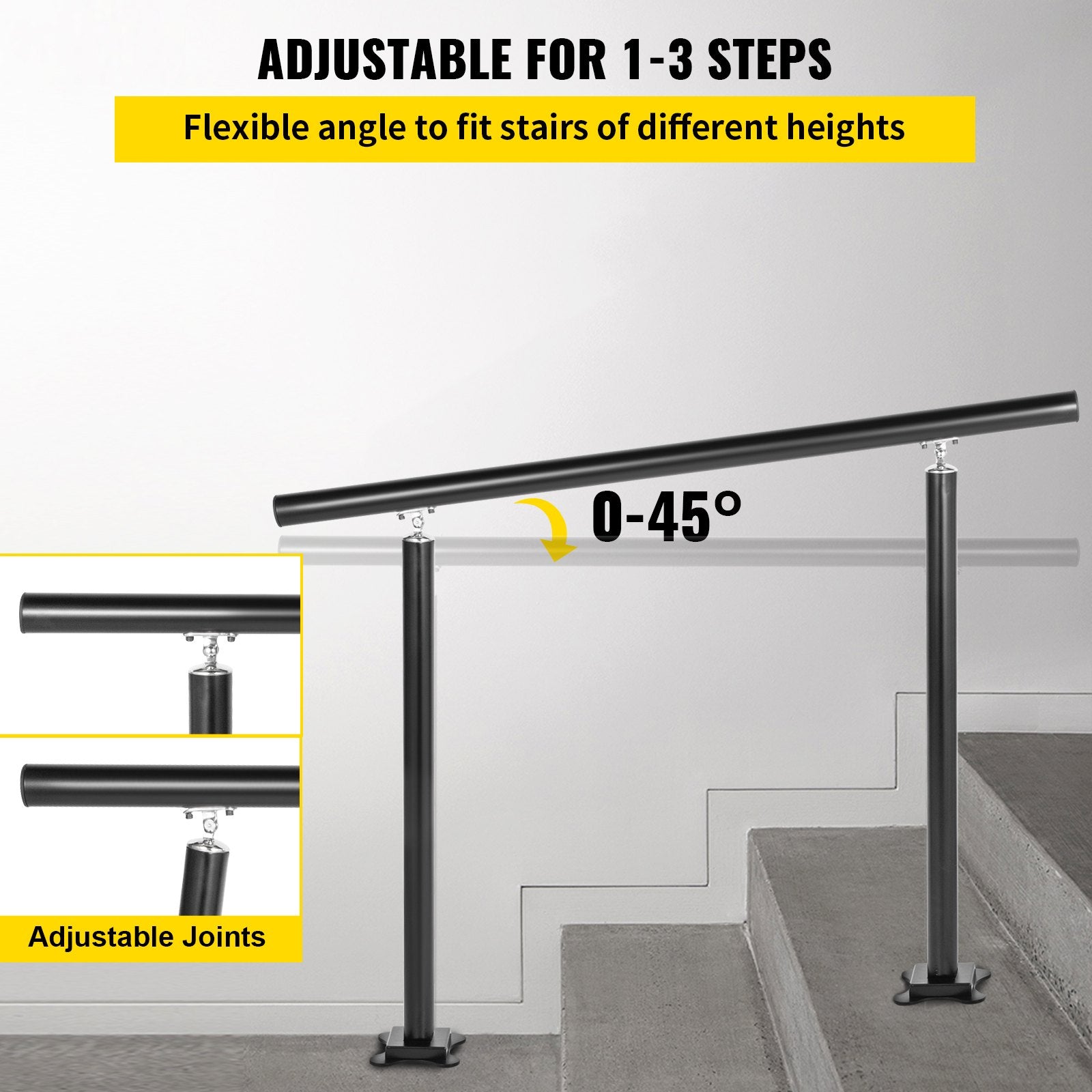 Handrail Outdoor Stairs, 3ft, 34 Inch Outdoor Handrail, Outdoor Stair Railing Adjustable from 0 to 60 Degrees V952-LZLTFS3YCYGHSDLZ1V0