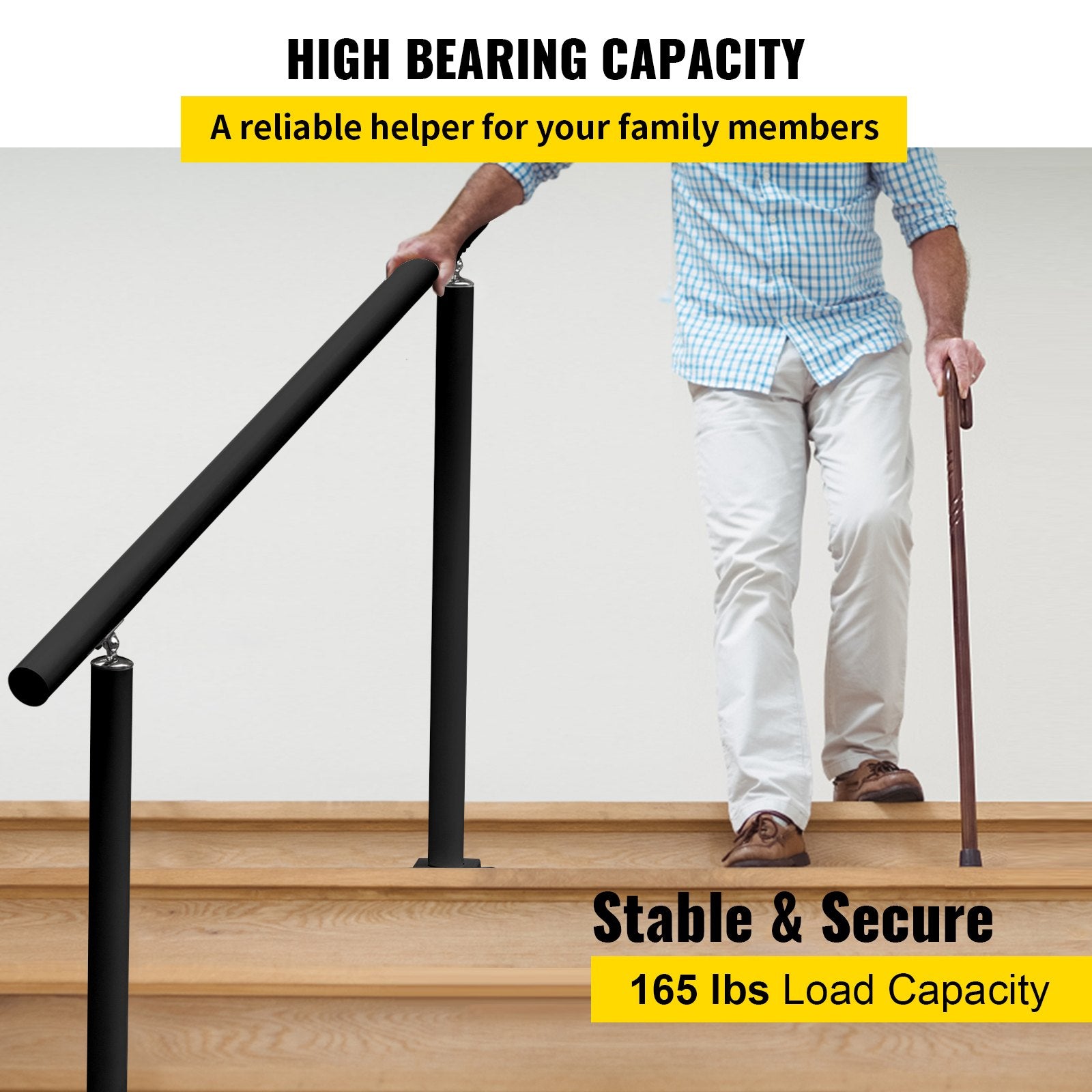 Handrail Outdoor Stairs, 3ft, 34 Inch Outdoor Handrail, Outdoor Stair Railing Adjustable from 0 to 60 Degrees V952-LZLTFS3YCYGHSDLZ1V0