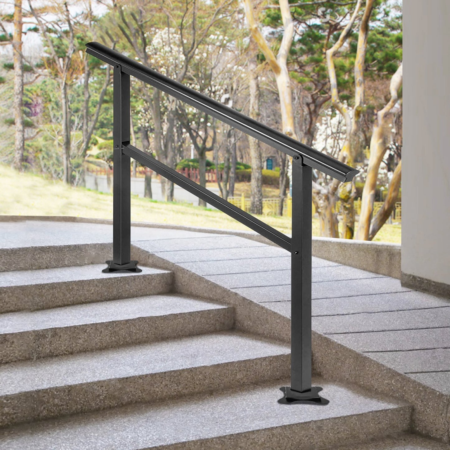 Handrail Outdoor Stairs 47.6 X 35.2 Inch Outdoor Handrail Outdoor Stair Railing Adjustable from 0 to 30 V952-LZLTFSDHGLZHSKD01V0