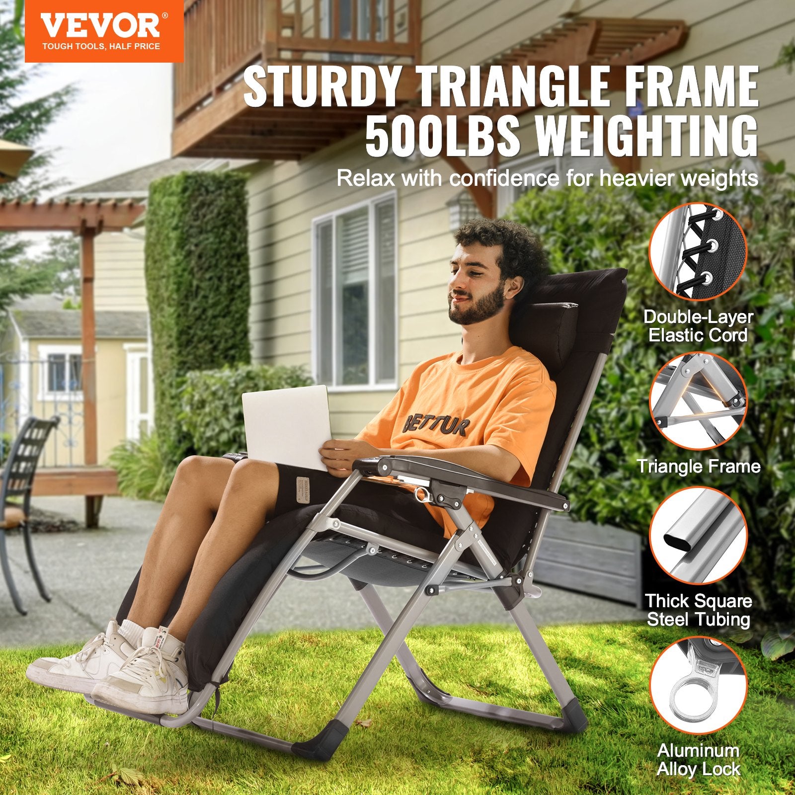 Zero Gravity Chair, 26 inch Zero Gravity Recliner Lounge Chair for Indoor and Outdoor, Adjustable Anti V952-LZLTYHHK26HSB9IHUV0