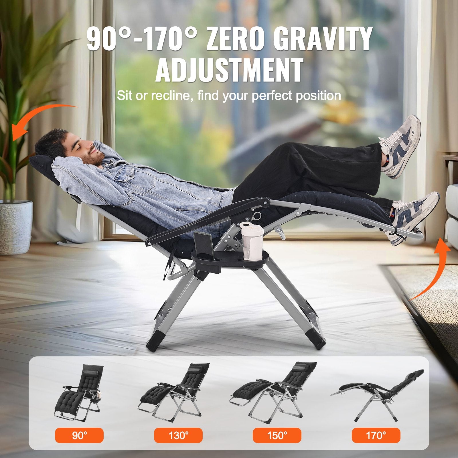 Zero Gravity Chair, 26 inch Zero Gravity Recliner Lounge Chair for Indoor and Outdoor, Adjustable Anti V952-LZLTYHHK26HSB9IHUV0