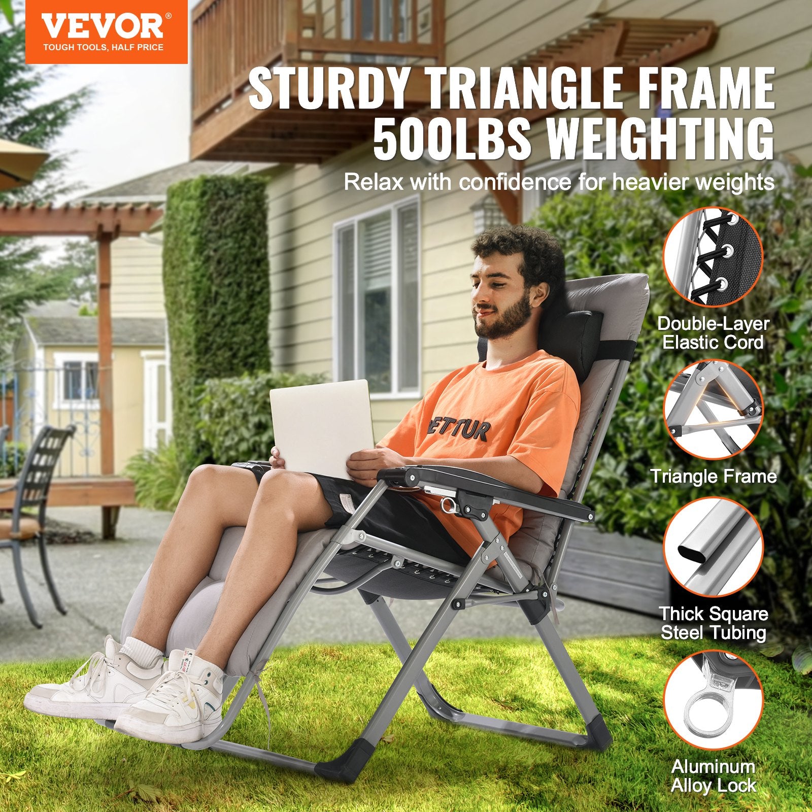 Zero Gravity Chair, 26 inch Zero Gravity Recliner Lounge Chair for Indoor and Outdoor, Adjustable Anti V952-LZLTYHS26HHKDFO3ZV0