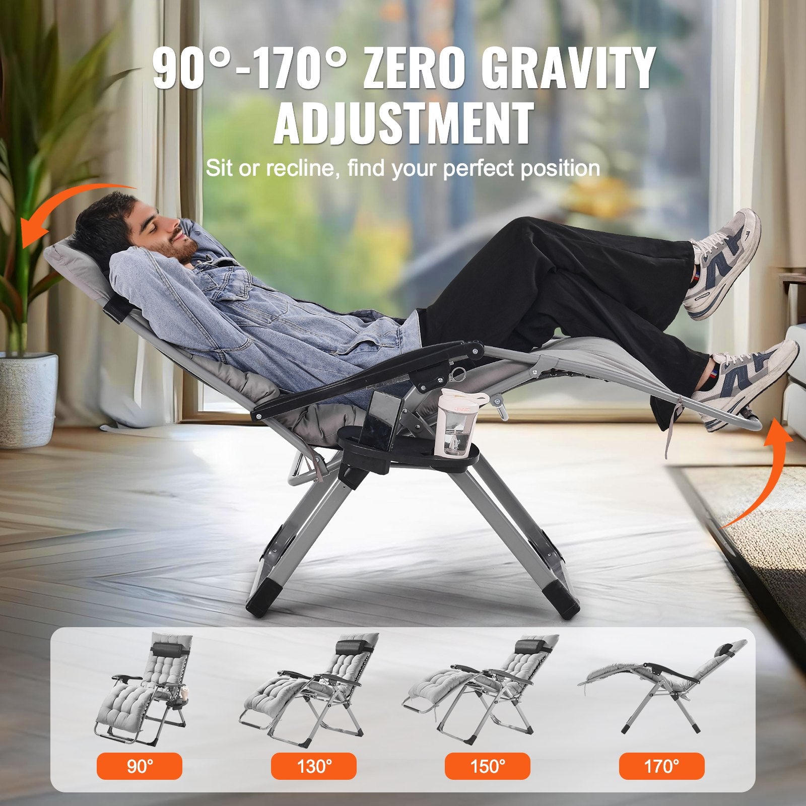 Zero Gravity Chair, 26 inch Zero Gravity Recliner Lounge Chair for Indoor and Outdoor, Adjustable Anti V952-LZLTYHS26HHKDFO3ZV0