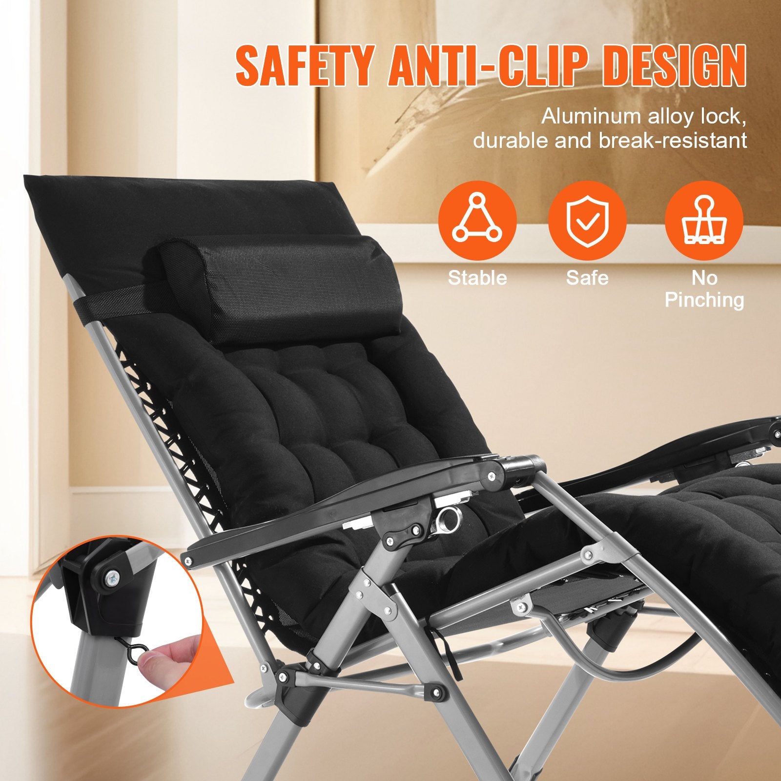 Zero Gravity Chair, 33 inch Zero Gravity Recliner Lounge Chair for Indoor and Outdoor, Adjustable Anti V952-LZLTYHS33HHKQK3LEV0