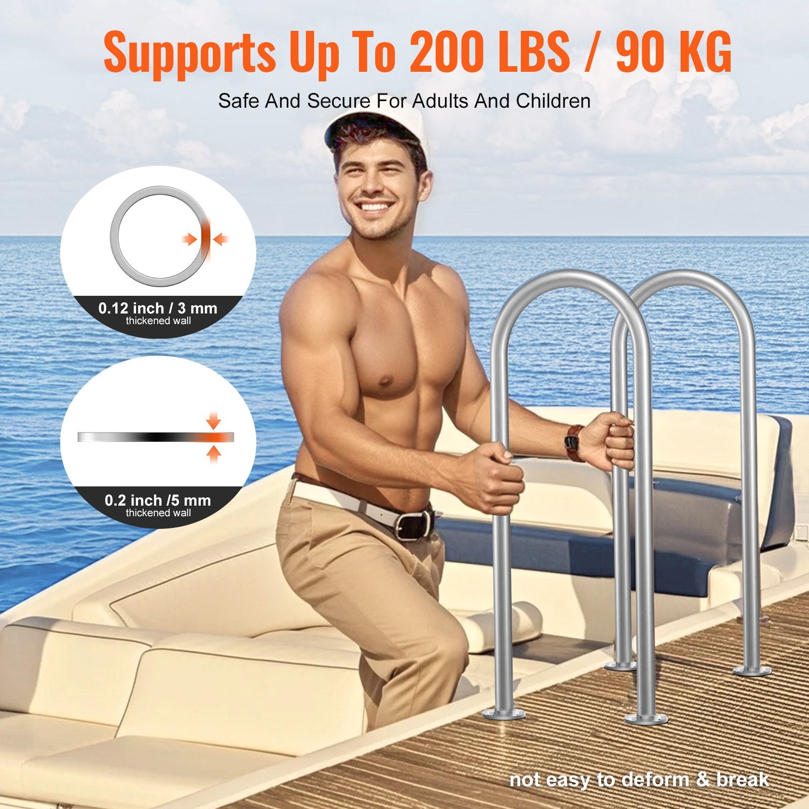 Pool Handrail,36 x 13 inch Pool Railing, Aluminum with Base Plate for Indoor/Outdoor Pools, Humanized V952-LZYCFSDDB1W3MXYPNV0