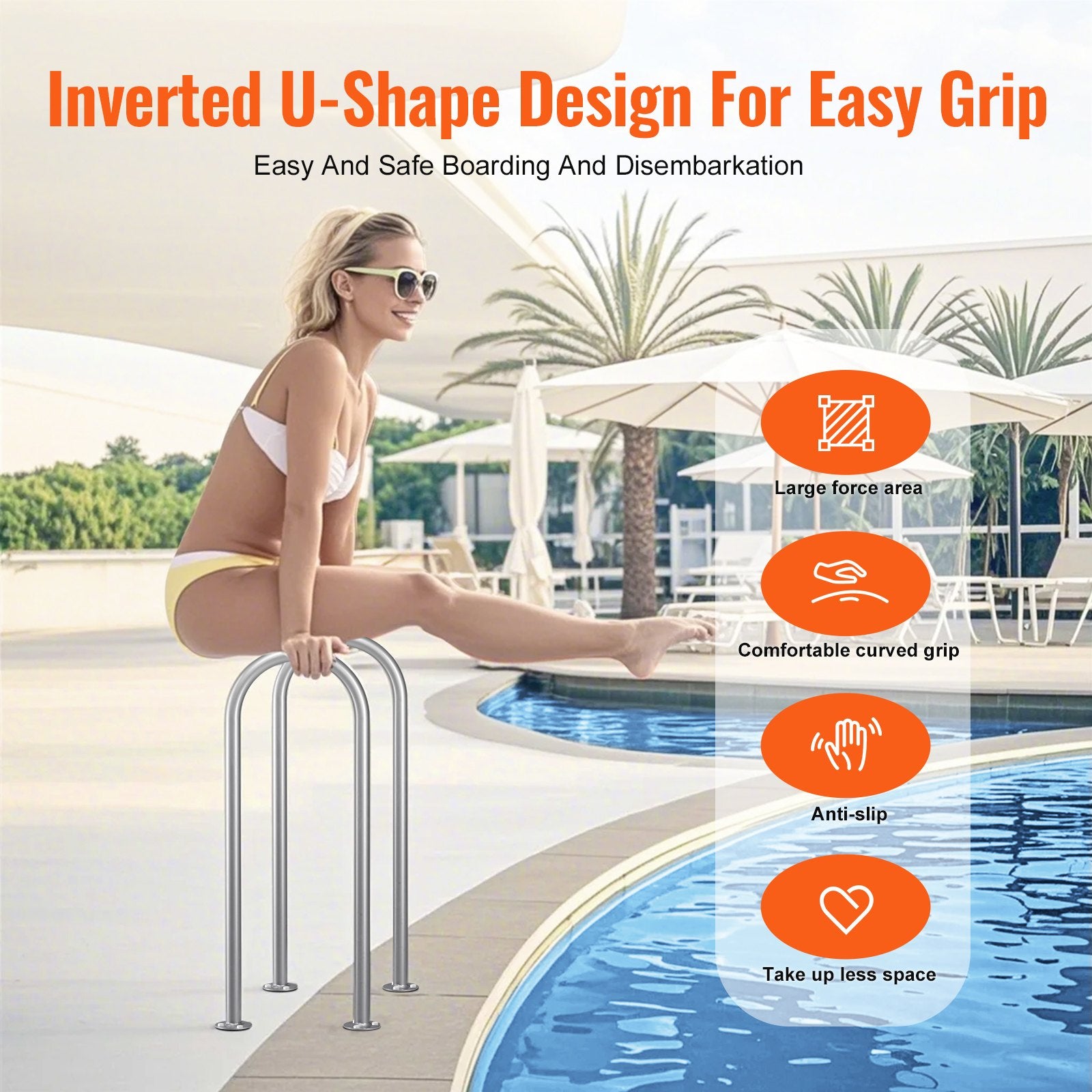 Pool Handrail,36 x 13 inch Pool Railing, Aluminum with Base Plate for Indoor/Outdoor Pools, Humanized V952-LZYCFSDDB1W3MXYPNV0