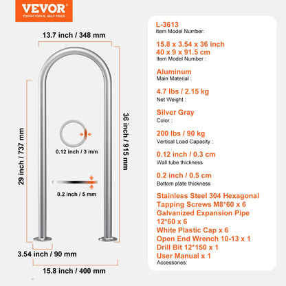 Pool Handrail,36 x 13 inch Pool Railing, Aluminum with Base Plate for Indoor/Outdoor Pools, Humanized V952-LZYCFSDDB1W3MXYPNV0