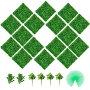 Artificial Boxwood Panels, 16 PCS 20"x20" Boxwood Hedge Wall Panels, PE Artificial Grass Backdrop Wall 1.6"", V952-M202016PCS4004OLJV0