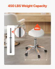 Saddle Rolling Stool, PU Leather Rolling Stool with Wheels, 360 degrees Swivel Drafting Stool with Thickened V952-MADBSJSMADWKZES31V0
