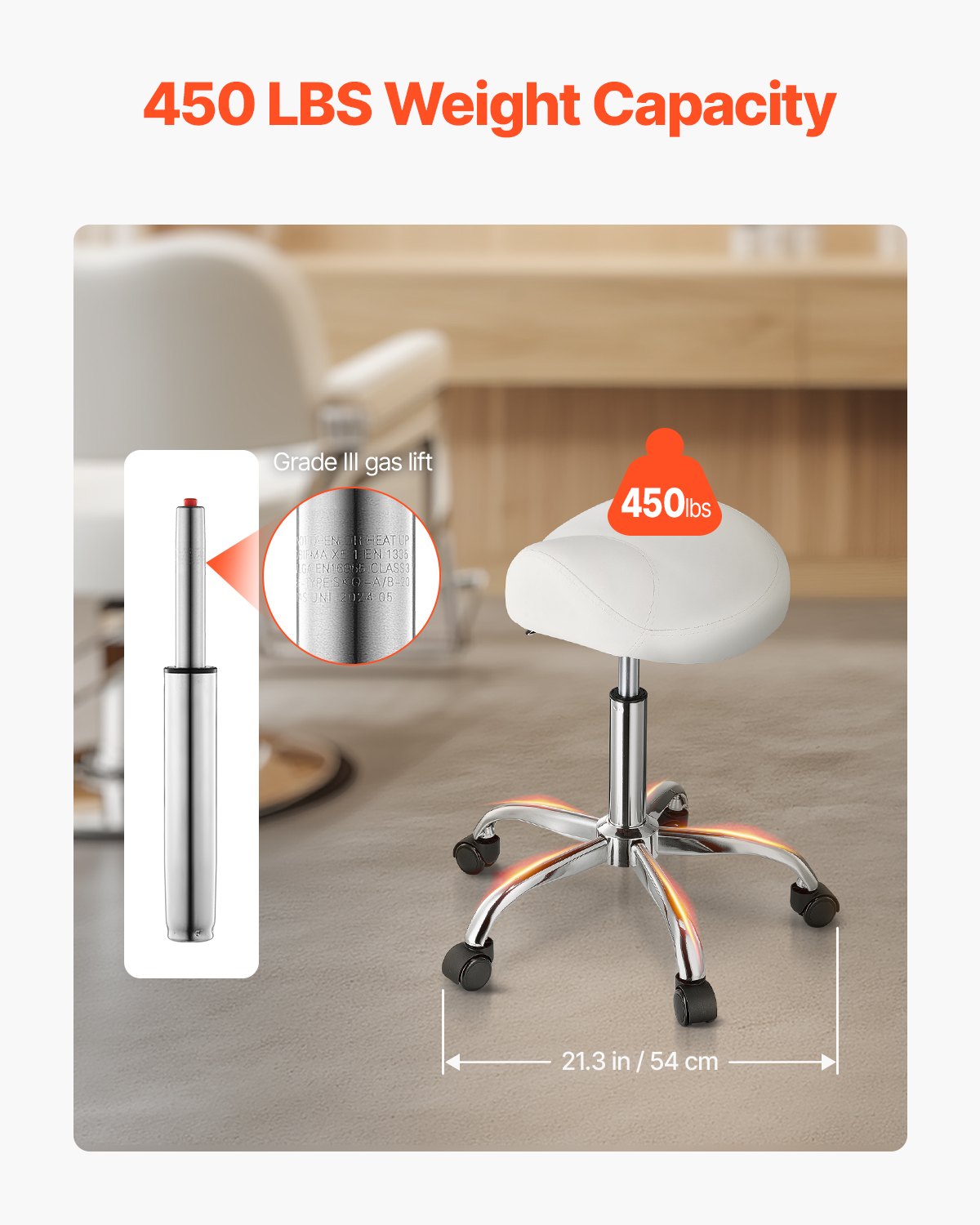 Saddle Rolling Stool, PU Leather Rolling Stool with Wheels, 360 degrees Swivel Drafting Stool with Thickened V952-MADBSJSMADWKZES31V0