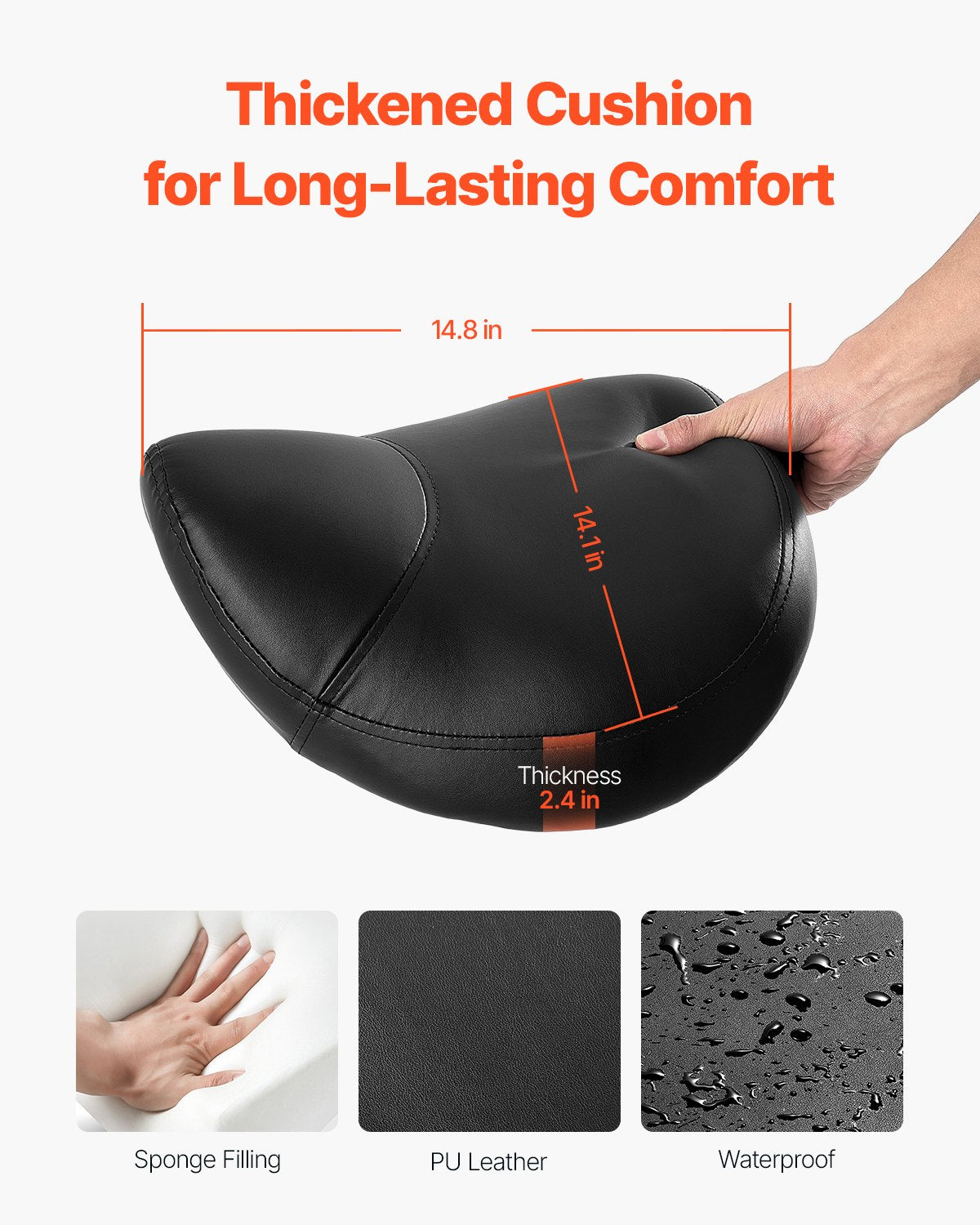 Saddle Rolling Stool, PU Leather Rolling Stool with Wheels, 360 degrees Swivel Drafting Stool with Thickened V952-MADHSJSMADWK1IEB9V0