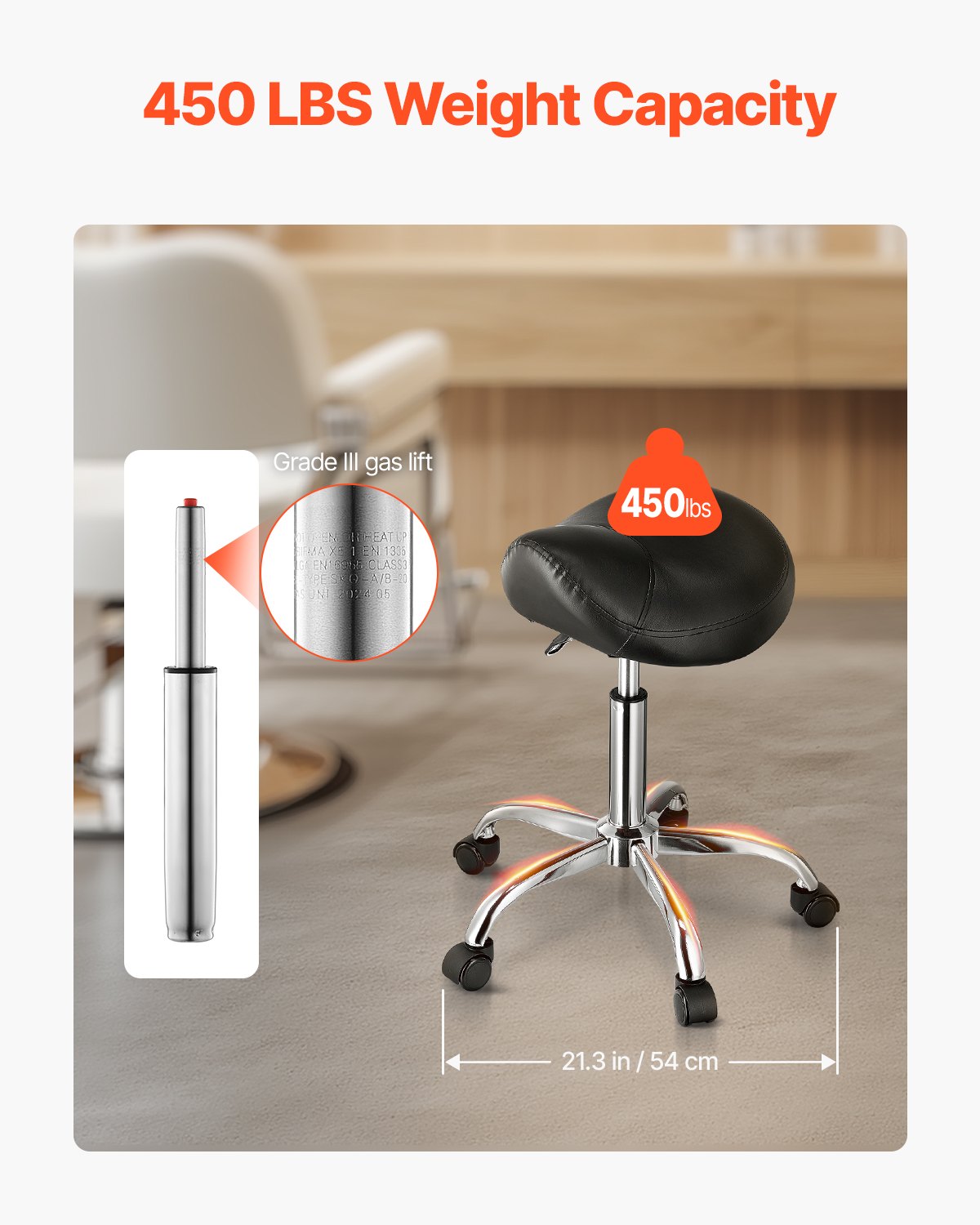 Saddle Rolling Stool, PU Leather Rolling Stool with Wheels, 360 degrees Swivel Drafting Stool with Thickened V952-MADHSJSMADWK1IEB9V0