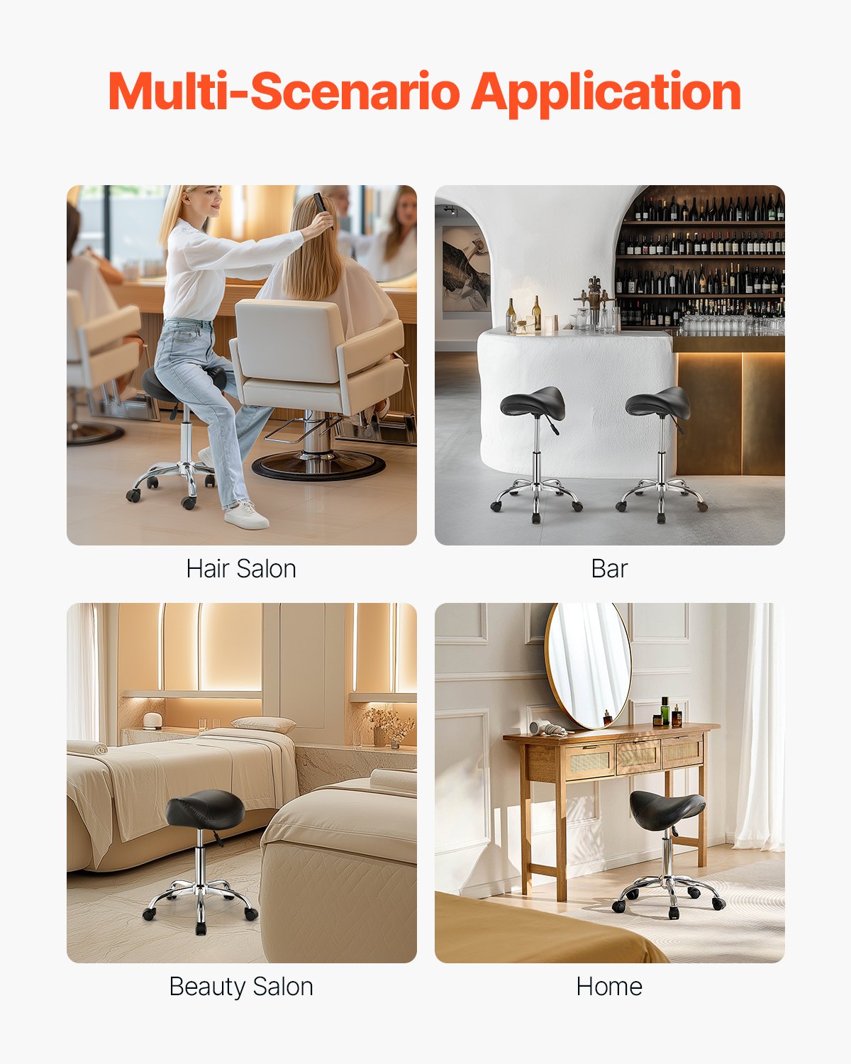 Saddle Rolling Stool, PU Leather Rolling Stool with Wheels, 360 degrees Swivel Drafting Stool with Thickened V952-MADHSJSMADWK1IEB9V0